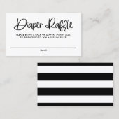 Black Cute Modern Calligraphy Diaper Raffle Kaart Visitekaartje (Voorkant / Achterkant)