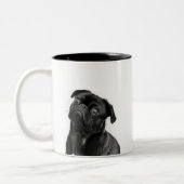 Black Cute Pug Two-Tone Mok (Links)