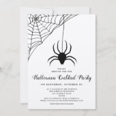 Black Cute Spider Halloween Cocktail Party Kaart (Voorkant)