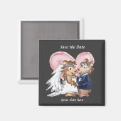 Black Cute Wedding Save the Date Magnets Magneet (Voorkant / Achterkant)