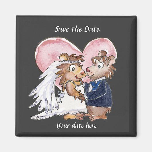 Black Cute Wedding Save the Date Magnets Magneet (Voorkant)