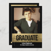 Black Cutout Gold Foil Effect Foto Afstuderen Kaart (Voorkant / Achterkant)