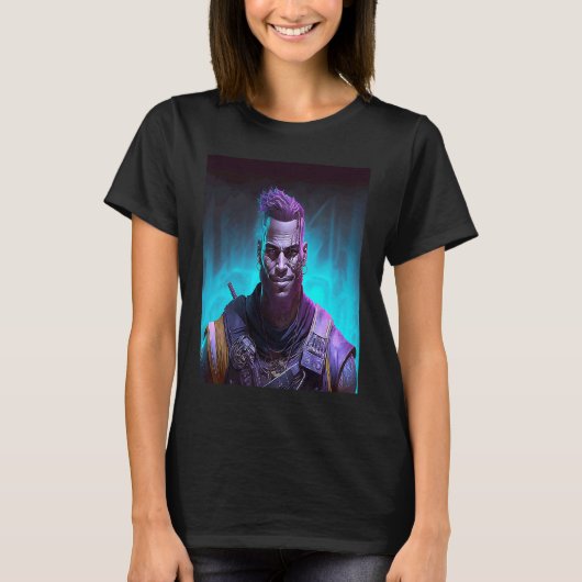 Black Cyberpunk Warrior T-shirt (Voorkant)