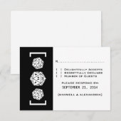 Black D20 Dice Gamer Wedding Response Kaart (Voorkant / Achterkant)