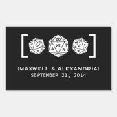 Black D20 Dice Gamer Wedding Stickers (Voorkant)