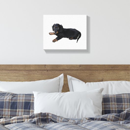 Black Dachshund Cocker Spaniel Puppy Foto Canvas Afdruk (Insitu (Slaapkamer))