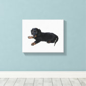 Black Dachshund Cocker Spaniel Puppy Foto Canvas Afdruk (Insitu (Houten vloer))