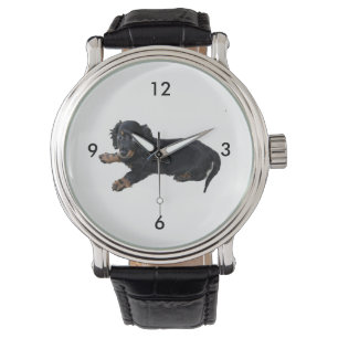 Black Dachshund Cocker Spaniel Puppy Foto Horloge