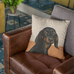 Black Dachshund Dog Portrait Kussen