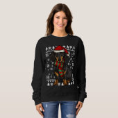 Black Dachshund Dog Santa Hat Xmas Trui (Voorkant volledig)