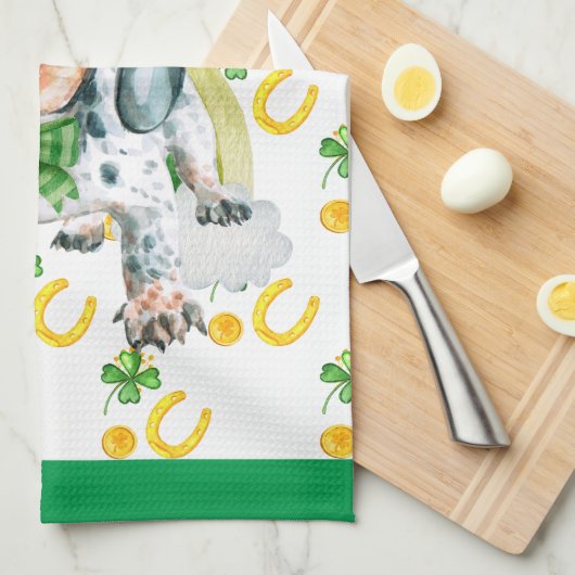 Black Dachshund Holiday Home Decor St Patricks Day Theedoek (Quarter Fold)