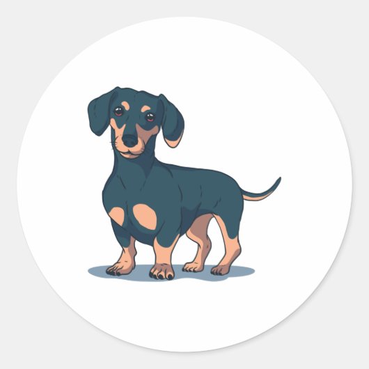 Black Dachshund Ronde Sticker (Voorkant)