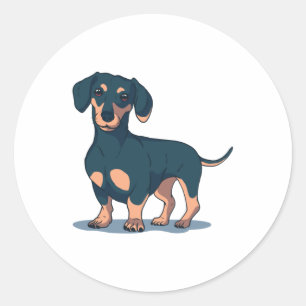 Black Dachshund Ronde Sticker