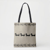 Black Dachshund Silhouette  Floral Tas (Voorkant)