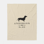 Black Dachshund Silhouette & Taupe | Gepersonalise Fleece Deken (Voorkant)