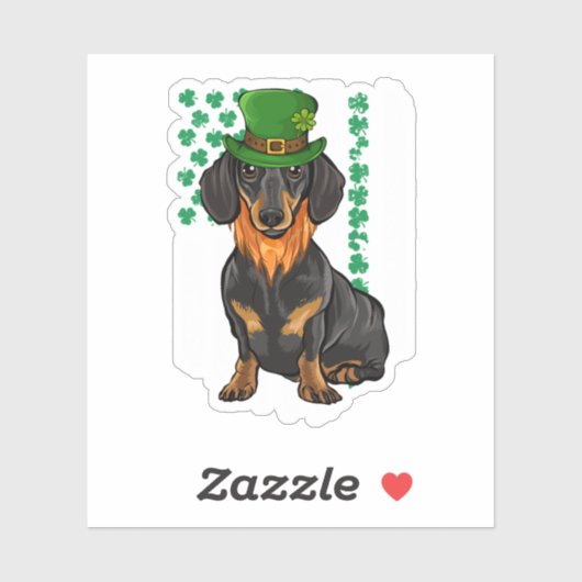 Black Dachshund St Patricks Day Irish American Fla Sticker (Vel)