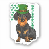 Black Dachshund St Patricks Day Irish American Fla Sticker (Voorkant)