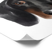 Black Dachshund Waterverf Illustratie Dog Name Poster (Hoek)