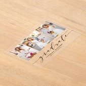 Black Dainty Script Drie Foto Afstuderen Acryl Uitnodigingen (Laagn)