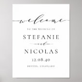 Black Dainty Script Simple Weduwen Welkomstteken Poster (Voorkant)