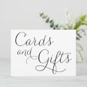 Black Dainty Script Wedding Cards en Gifts Sign Kaart (Staand voorkant)