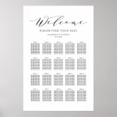 Black Dainty Script Wedding Seating Chart Poster (Voorkant)