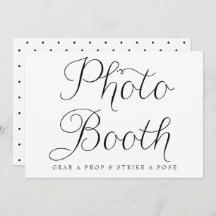 Black Dainty Script Weduwen Foto Booth Sign Kaart
