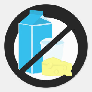 Black Dairy Free Geen Melk of Melk Allergie Waarsc Ronde Sticker