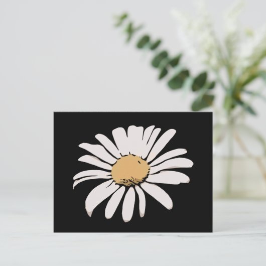 Black Daisy Floral Briefkaart (Staand voorkant)