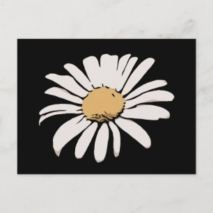 Black Daisy Floral Briefkaart