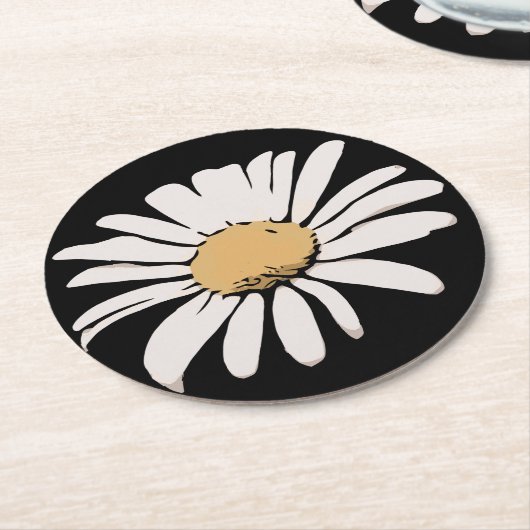Black Daisy Floral Onderzetter (Gebogen)