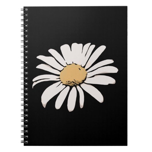 Black Daisy Floral Photo Notitieboek (Voorkant)