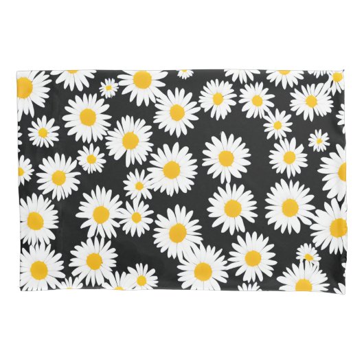 Black Daisy-Kussensloop Kussensloop (Voorkant-Links)