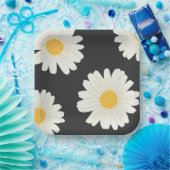 Black Daisy Paper Borden Papieren Bordje (Feest)