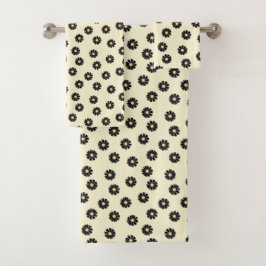 Black Daisy Pattern Bad Handdoek