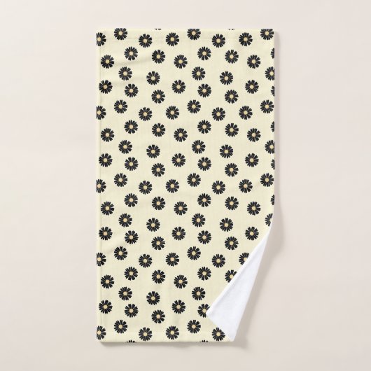 Black Daisy Pattern Bad Handdoek (Handdoek)