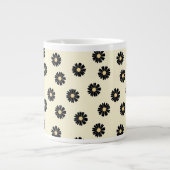 Black Daisy Pattern Grote Koffiekop (Voorkant)
