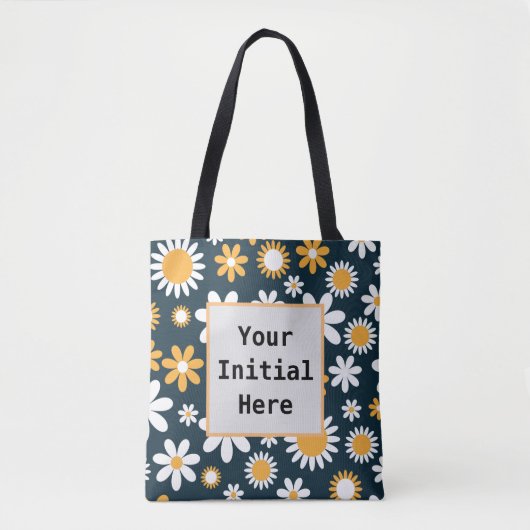 Black Daisy Tote Bag (Voorkant)
