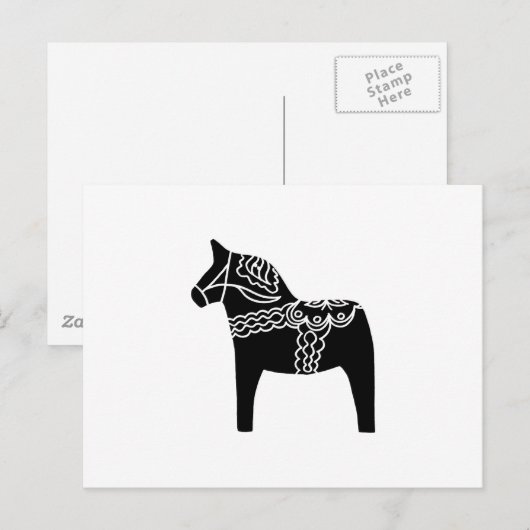 Black Dala Horse Briefkaart (Voorkant / Achterkant)