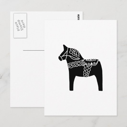 Black Dala Horse Briefkaart (Voorkant / Achterkant)