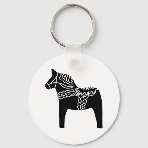 Black Dala Horse Sleutelhanger
