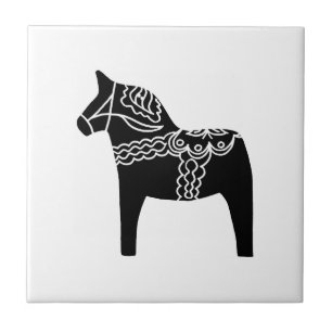 Black Dala Horse Tegeltje