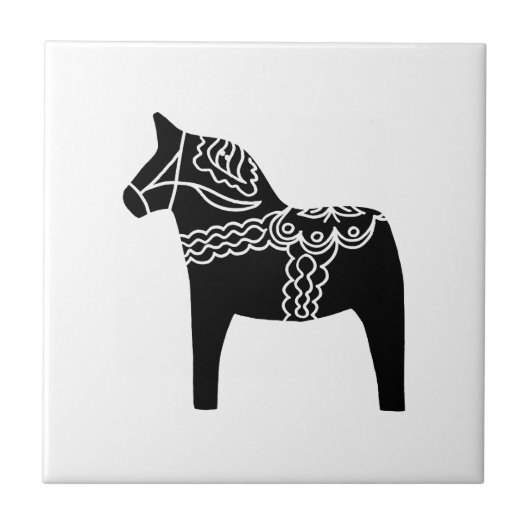 Black Dala Horse Tegeltje (Voorkant)