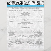 Black Damak Swirls Bright Aqua Wedding Program (Voorkant)