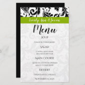 Black Damak Swirls Monogram Apple Green Menu (Voorkant / Achterkant)