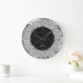 Black Damascus mousserende Faux Diamonds Glitter Grote Klok (Huis)