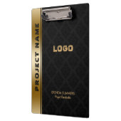 Black Damascus Pattern Gold Stripe Accent Klembord (Links)