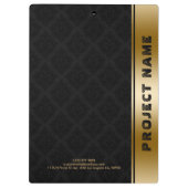 Black Damascus Pattern Gold Stripe Accent Klembord (Achterkant)