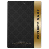 Black Damascus Pattern Gold Stripe Accent Klembord (Achterkant)