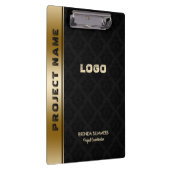 Black Damascus Pattern Gold Stripe Accent Klembord (Rechts)